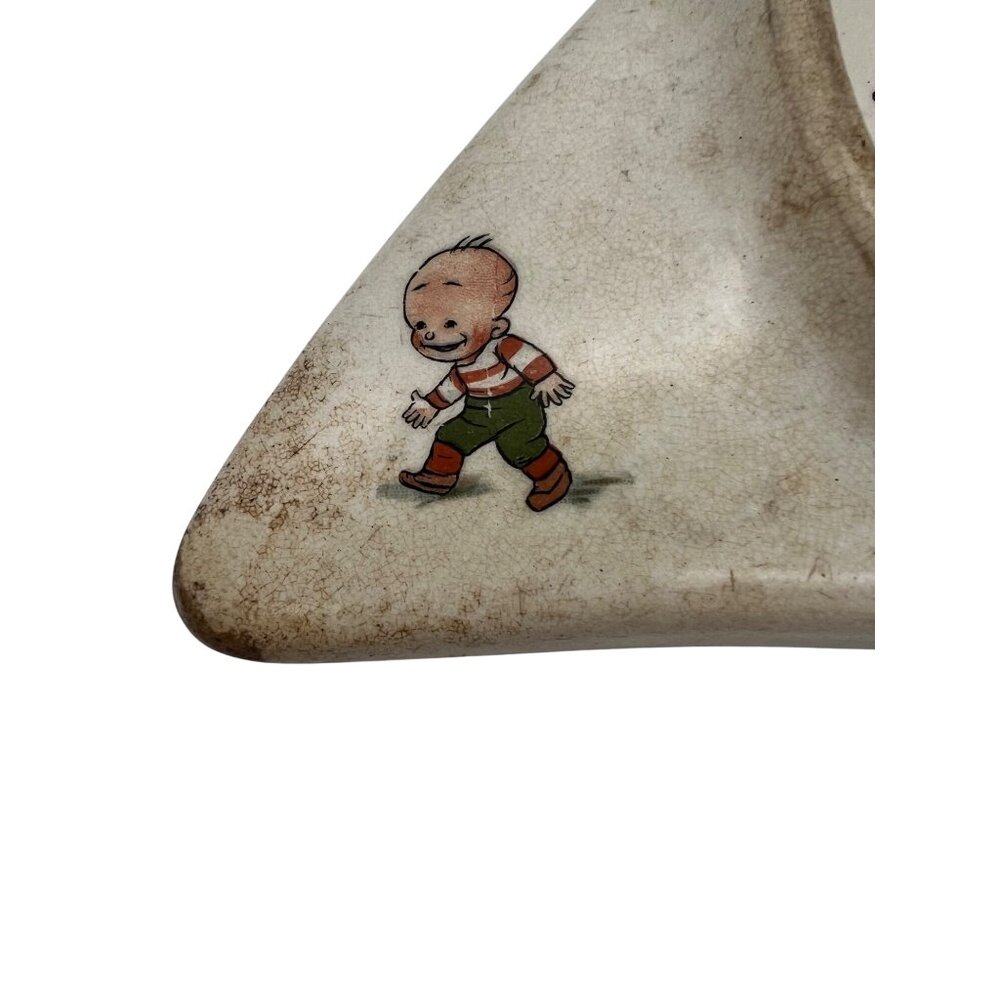 Triangular High Chair Baby Plate Kids Playing Baseball Unmarked Underwood Style - Picture 3 of 6